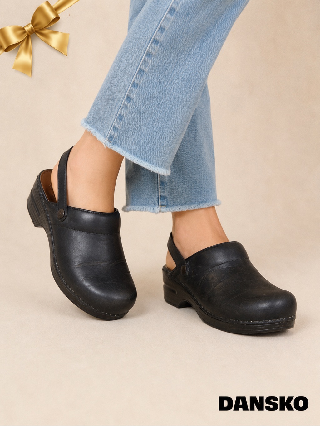 Dansko Black Leather Clogs Strap Comfort Shoes 36 Us 6